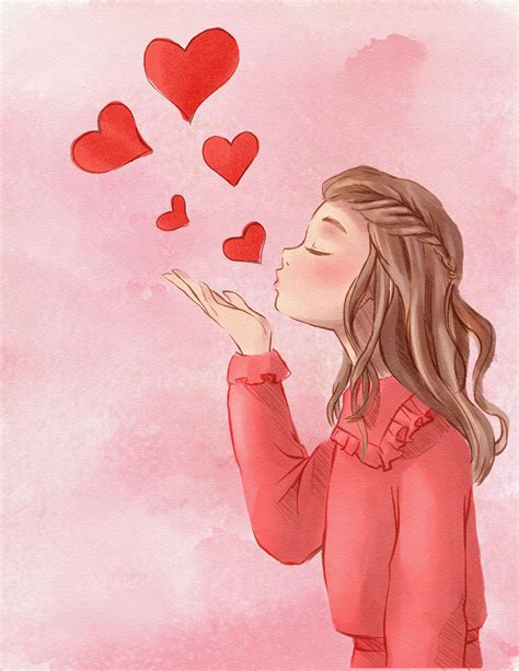 You Are Loved In 2020 Kiss Art Blowing Kisses Watercolor Art