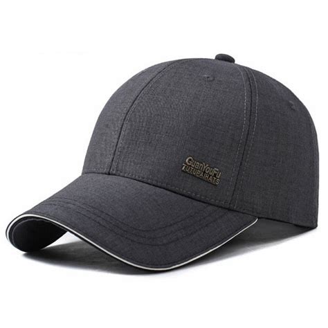 Mens Spring Adjustable Cotton Fitted Baseball Caps Male Simple Black