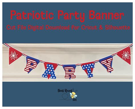 4th of July Banner Svg Patriotic Party Banner Template 4th - Etsy México