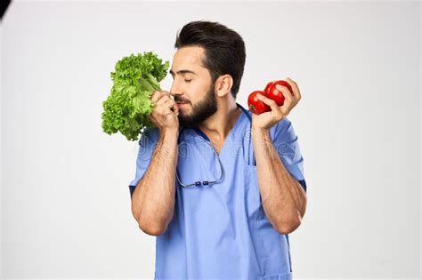 Male Doctor Nutritionist With Vegetables In Hands Healthy Food Stock