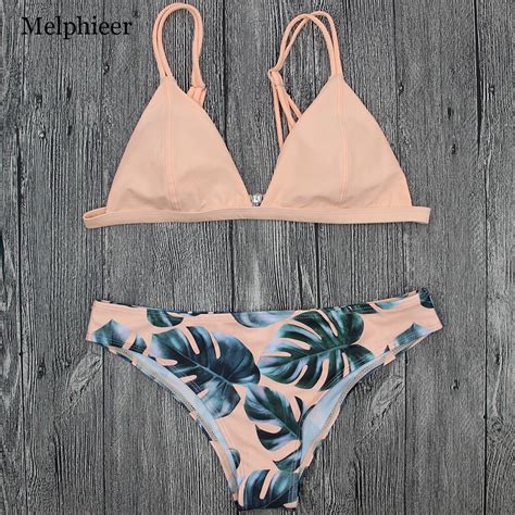 Beachwear 2018 New Brazilian Bikini Green Leaves Print Swimwear Women