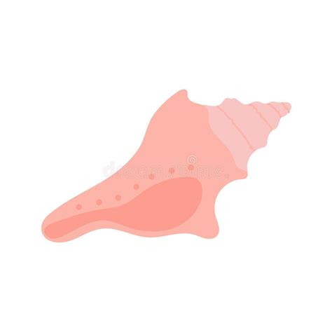 Pink Cartoon Seashell Shellfish In Flat Style Stock Vector