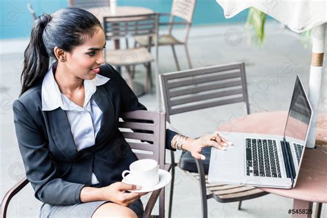 Indian Business Woman Working With Laptop Stock Photo 545825 Crushpixel
