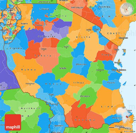 Political Simple Map Of Tanzania