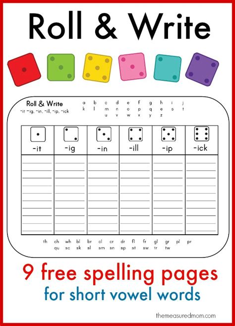 Roll And Write For Short Vowel Words The Measured Mom