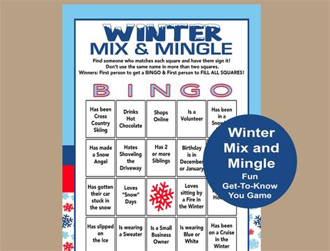 Winter Mix And Mingle Bingo Large Group Games Holiday Bingo Etsy