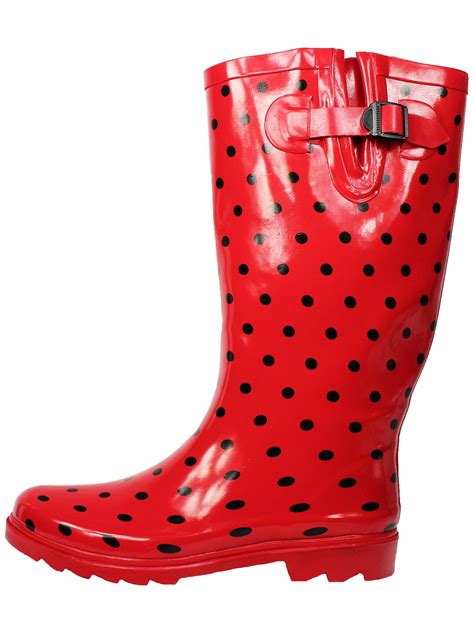 Ownshoe Cute Rain Boots For Women Waterproof Mid Calf Rubber Rain Shoes Fashion Print Outdoor