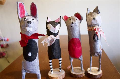 Purple Twig Paper Maché Animals