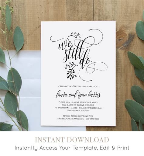 Vow Renewal Invitation Template Printable We Still Do Etsy