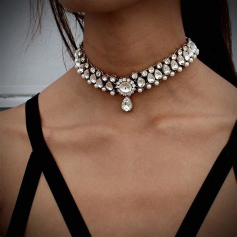 Pearl Necklace Collar Female Rhinestone Necklace Neck Necklace Exaggerated Alloy Droplets