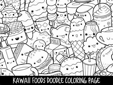 Cute Kawaii Animal Coloring Pages Beautiful Foods Doodle Coloring Page