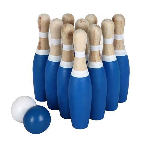 Hathaway Lawn Bowling Skittles Game With 10 Solid Wood Rustic Pins And