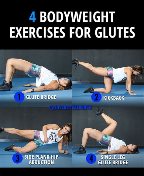 4 Bodyweight Exercises For Glutes In 2020 Bodyweight Glute Exercises