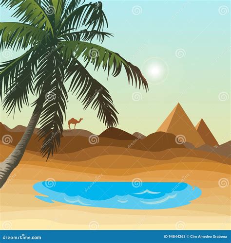 Desert With Oasis Stock Vector Illustration Of Landscape 94844263