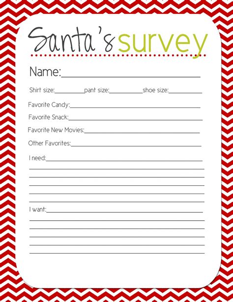 Santas Survey Free Printable