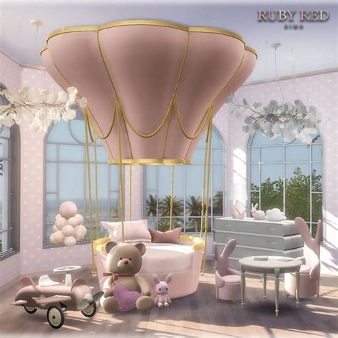Sims 4 Luxury Ballooning Bed Set Free Ruby Red Sims On Patreon In