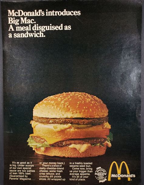 1969 Big Mac Mcdonald S Debut Vintage Print Ad Introducing Etsy Big Mac Mcdonalds Big Mac