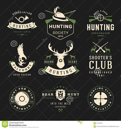 Set Of Hunting And Fishing Labels Badges Logos Vector Illustration