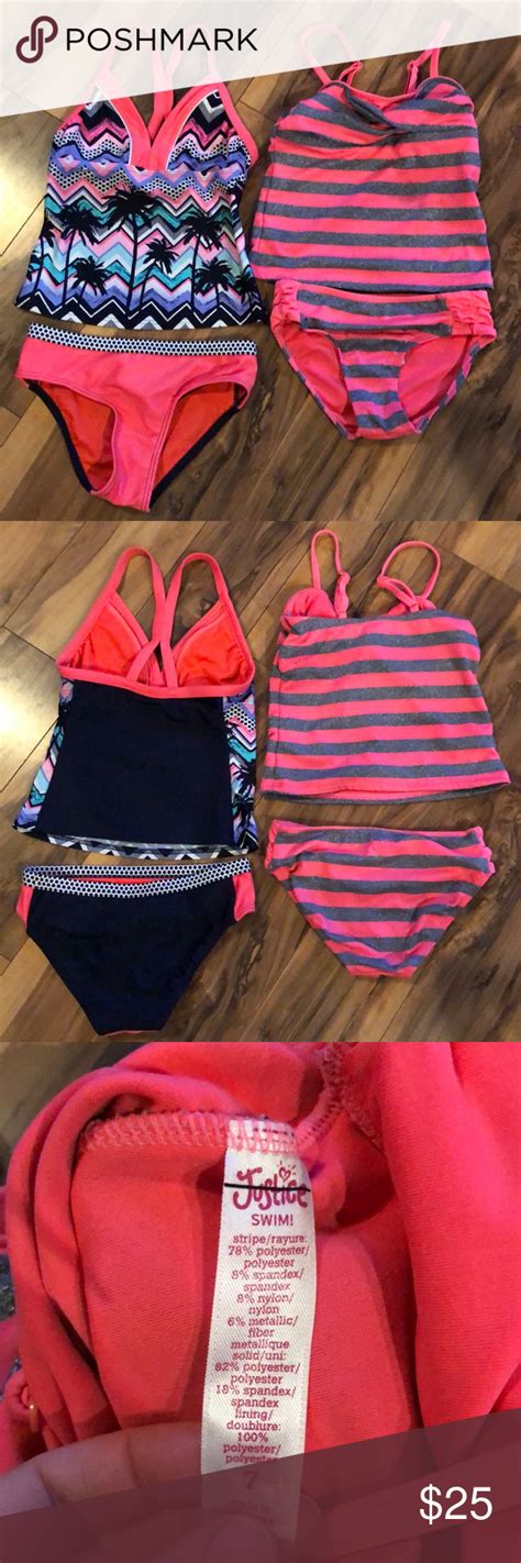 Two Size 7 Girls Swim Suits One Is Justice ☮️ Girls Swimsuit Girls