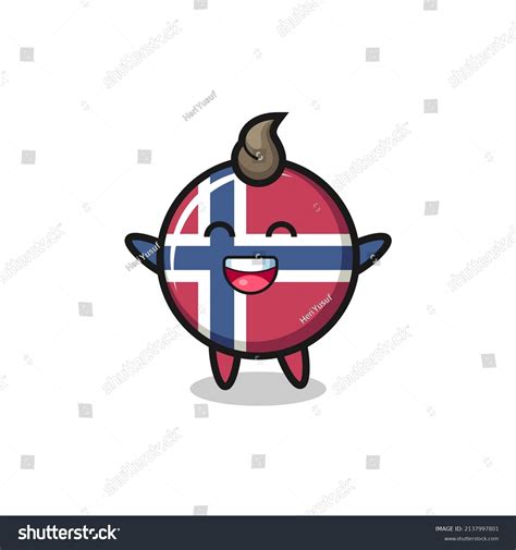 Happy Baby Norway Flag Badge Cartoon Stock Vector Royalty Free