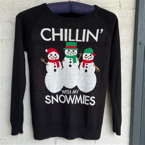 Ugly Christmas Sweater Sweaters Chillin With My Snowmies Crew Neck