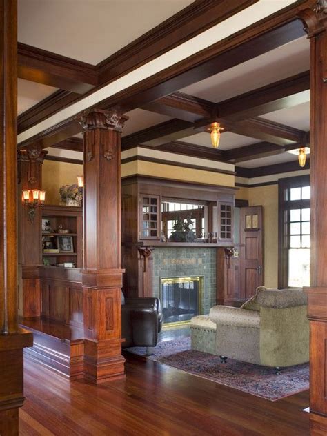 Arts and crafts bungalow interior::1910::living room/dining room picture. Pin on Craftsman bungalows