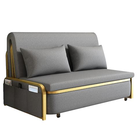 King Sleeper Sofa Gray Upholstered Convertible Sofa Leath Aire Full