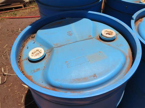 Qty 5 Contico Container Blue Plastic 55 Gallon Drums Empty Oahu