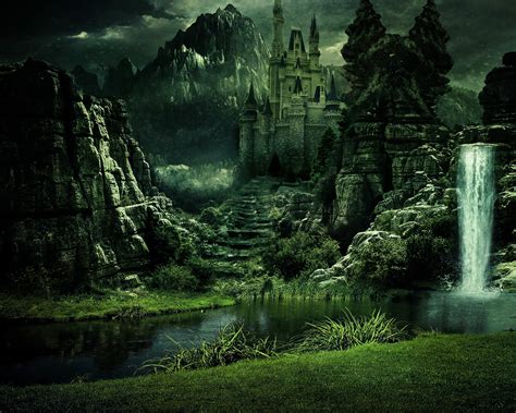 Fantasy Castle With Waterfall Fondo De Pantalla Hd Fondo De