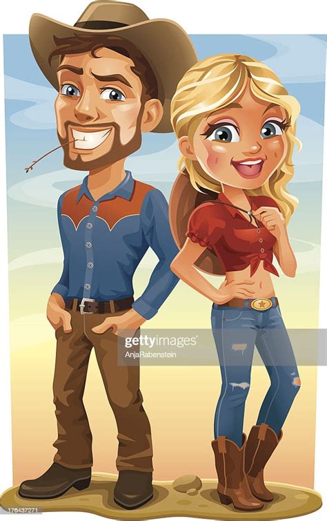 Cartoon Cowboy And Cowgirl Full Body Adult Western Couple High Res