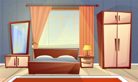 Free Vector Cartoon Interior Of Cozy Bedroom With Window Living Room