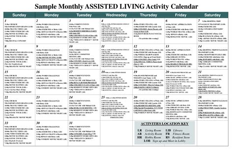 Sample Monthly Assisted Living Activity Calendar Pdf Activity