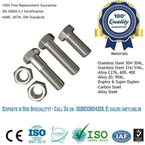 Stainless Steel Nut And Bolts Manufacturers Suppliers Factory In India