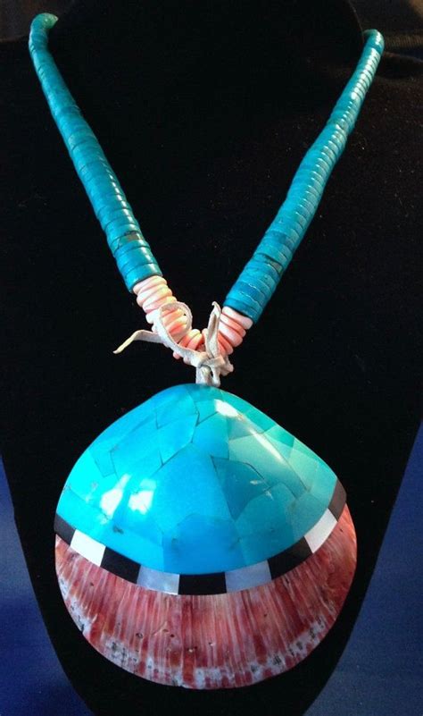 Santo Domingo Turquoise And Spiny Oyster Necklace Blue Gem Jet Mop