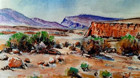 Watercolor Landscape Painting Of Desert Youtube
