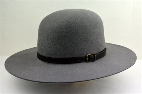 Light Pewter Grey Tiller Hat Wool Felt Round Crown Handmade Tiller