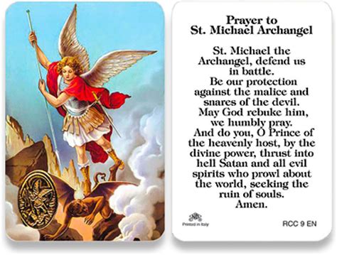 St Michael The Archangel Prayer Card RCC 9E Amazon Mx Oficina