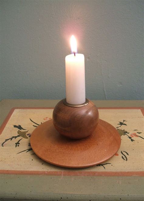Treen Wooden Candle Holder Hand Turned Candle Holder
