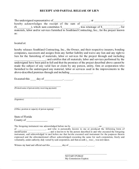 FREE 9 Sample Lien Release Forms In PDF MS Word