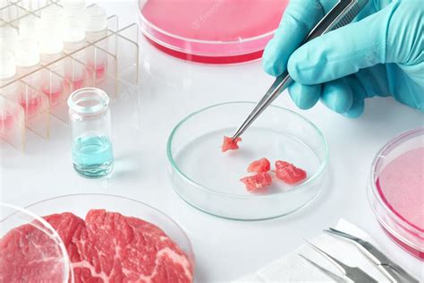 Premium Photo Meat Sample In Open Disposable Plastic Cell Culture