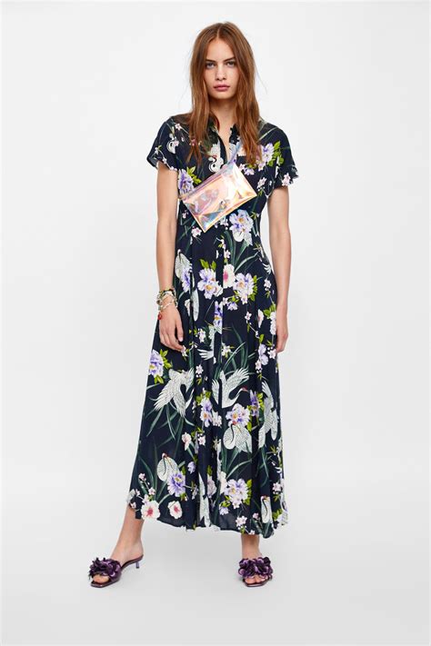 image 1 of long floral print dress from zara floral print dress long zara maxi dress dresses