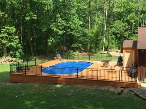 Complete your pool with custom inground pool entry steps by latham — a trusted industry leader with more than 60 years of experience. Radiant Semi-Inground Oval with full deck (With images ...