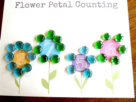 plant theme preschool math flower petal counting  printable