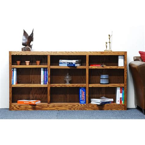 What kind of bookcase should i get for my living room? Concepts in Wood 9 Shelf Triple Wide Wood Bookcase, 36 ...