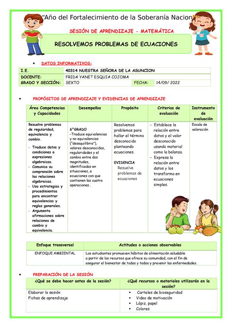 Ses Jueves Mat Resolvemos Problemas De Ecuaciones Sesi N De