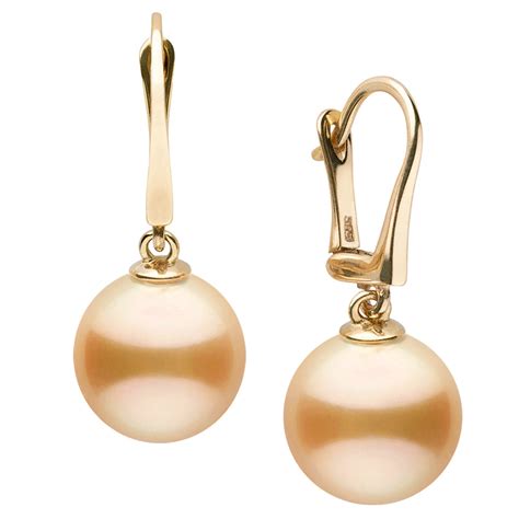 Golden South Sea Pearl Classic Dangle Earrings Pure Pearls