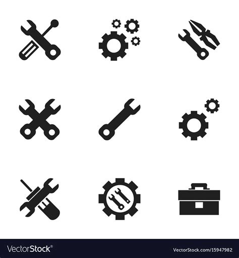 Set Of 9 Editable Repair Icons Includes Symbols Vector Image