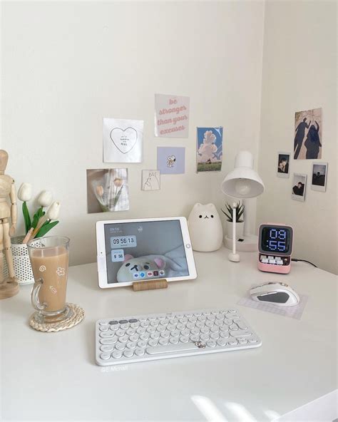 Ells Studygram 🤍 On Instagram “new Desk Area And Keyboard 🤍☁️ Hope You