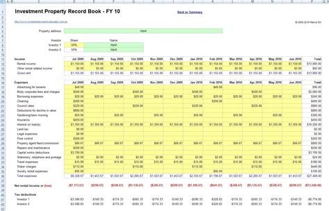Free Investment Property Record Keeping Spreadsheet Throughout Rental