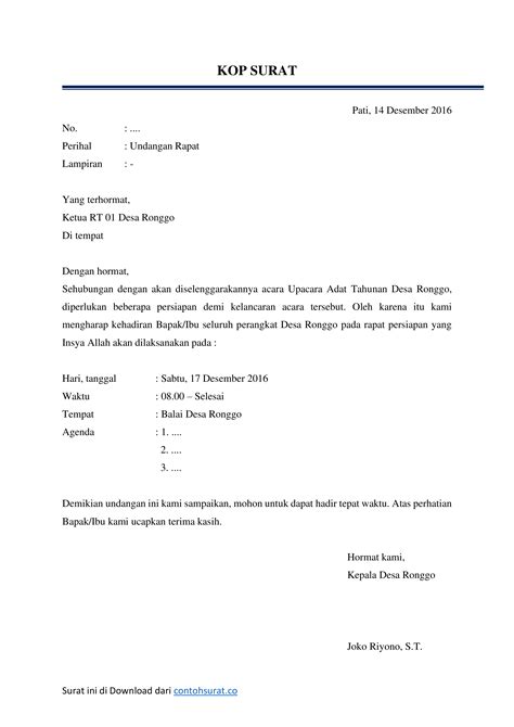 08.00 wib s/d selesai tempat : Contoh Surat Undangan Rapat Desa - Contoh Surat